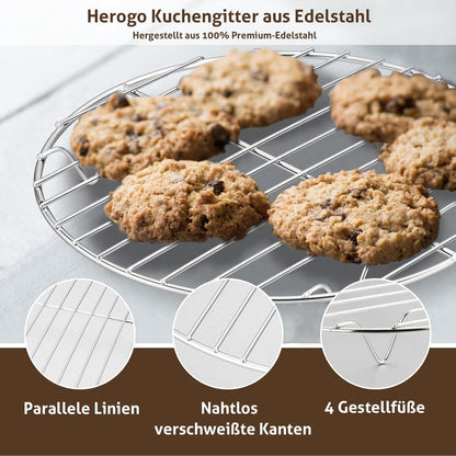Rundes Kuchengitter Edelstahl Abkühlgitter Backen Dämpfen Ø 23cm 2