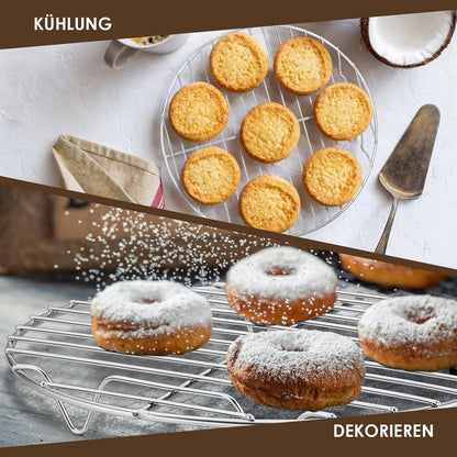 Herogo Kuchengitter aus Edelstahl Ø 27cm, 2 Stück - Rundes Abkühlgitter für Backen und Kochen