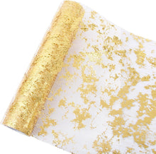 Goldener Tischläufer mit funkelnden Flocken 29cm x 9m