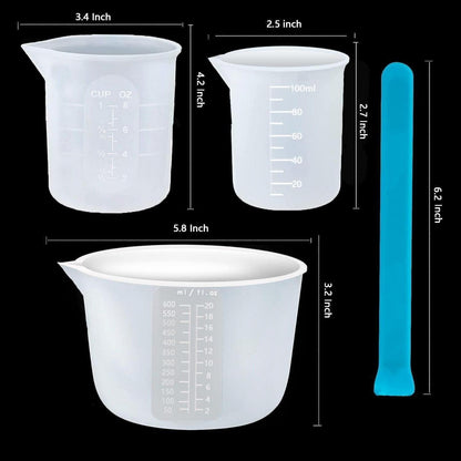 Silikon Messbecher Set für Epoxidharz & Basteln (4er Set)