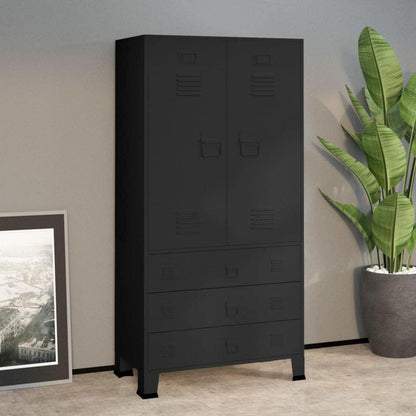 vidaXL Industrial Metallschrank Schwarz 90x50x180cm