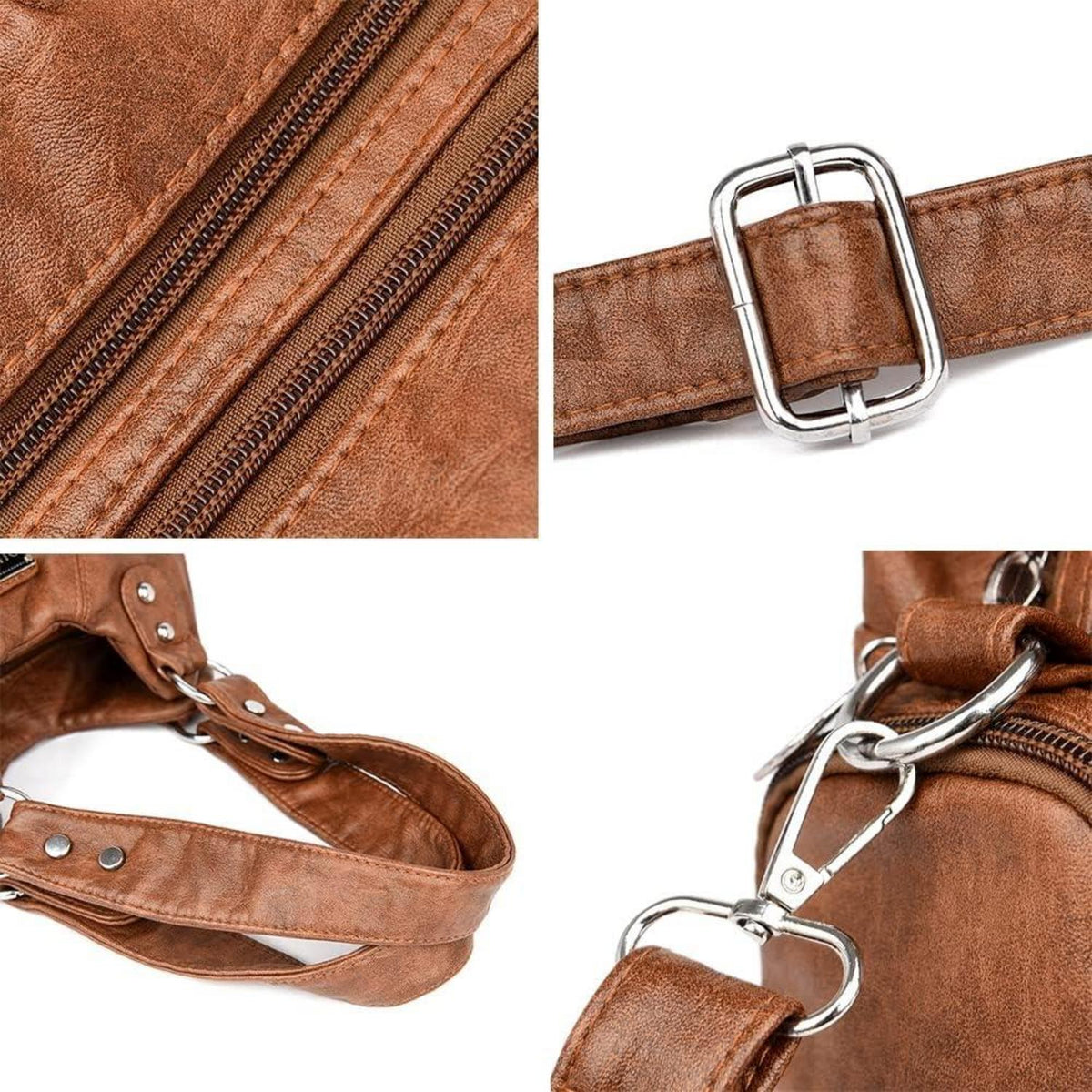 Damenhandtasche Vintage PU-Leder Schultertasche Umhängetasche Rot