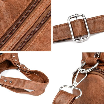 Damenhandtasche Vintage PU-Leder Schultertasche Umhängetasche Rot