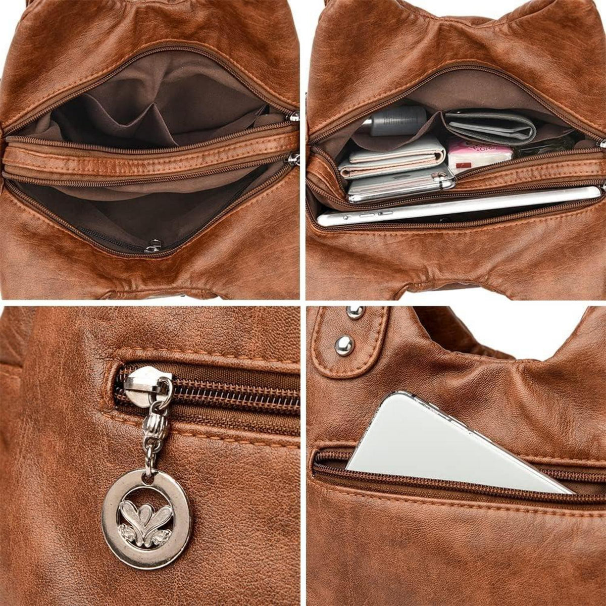 Damenhandtasche aus PU-Leder Vintage Schultertasche Hobo Umhängetasche