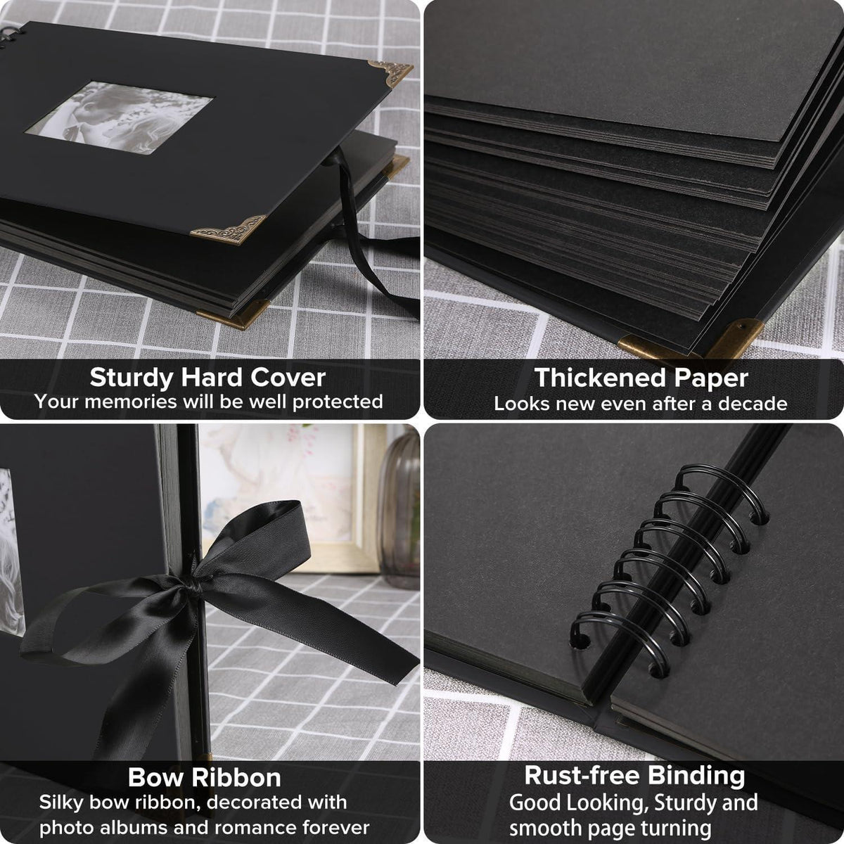 Schwarz Fotoalbum 29,5x21cm zum Selbstgestalten mit 6 Metallic-Stiften