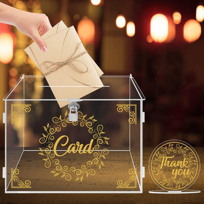 Transparente Acryl Hochzeitskartenbox mit Schloss Schlitz