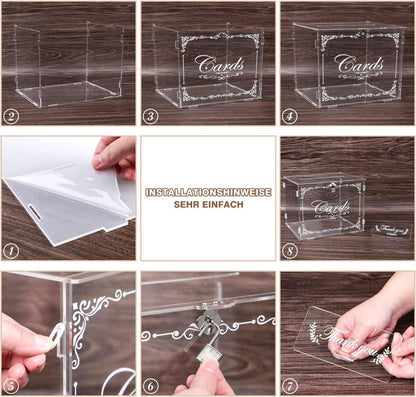 Hochzeitskartenbox Acryl Vintage Groß Geld Briefbox Schlitz Postbox