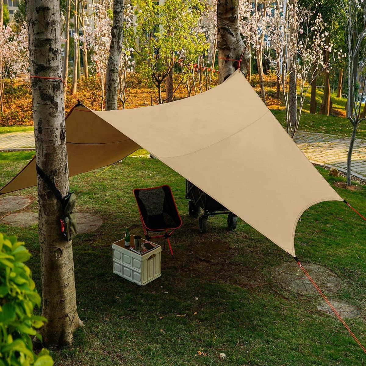 Ultraleichtes Camping Tarp Zelt 4,5x4,5m Wasserdicht Multifunktional