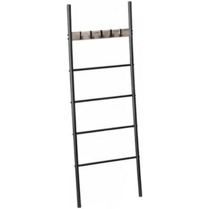 Handtuchleiter mit 5 Haken, Greige + Schwarz