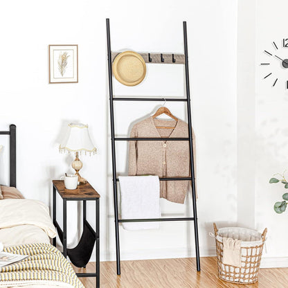 Handtuchleiter mit 5 Haken, Greige + Schwarz