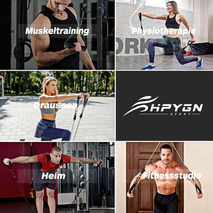 Fitnessbänder Set 150lbs 200lbs 250lbs 5 Stärken mit Griffen