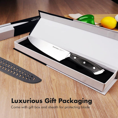 SimCoker Kochmesser mit Klingenschutz in Geschenkbox, HC Edelstahl