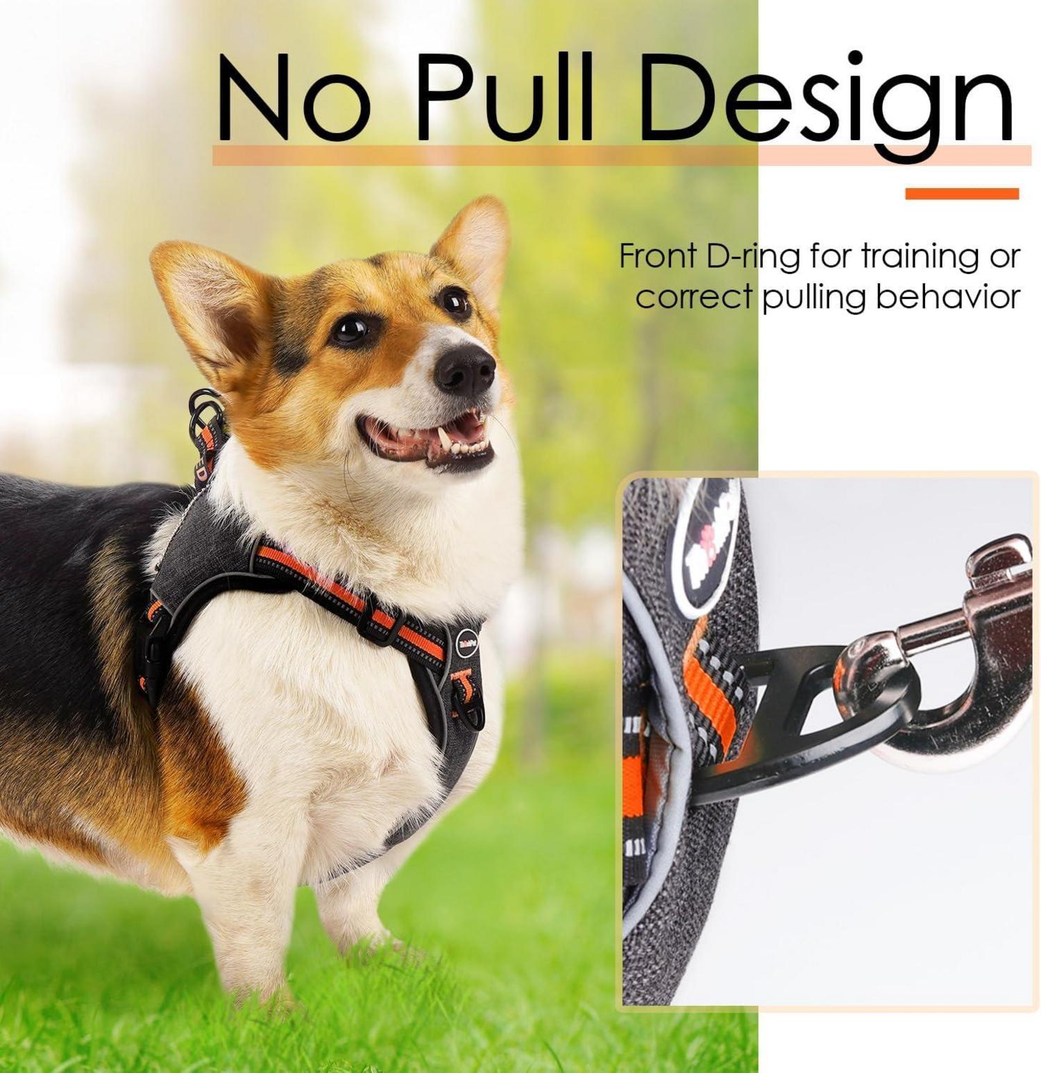 No-Pull Hundegeschirr Nylon reflektierend atmungsaktiv orange M