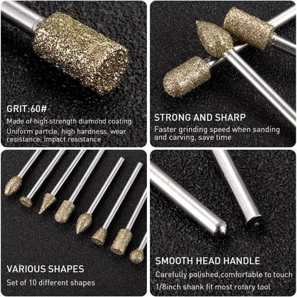 Diamond Schleifstifte Set 20 Stück 3mm Schaft für Stein Glas Keramik