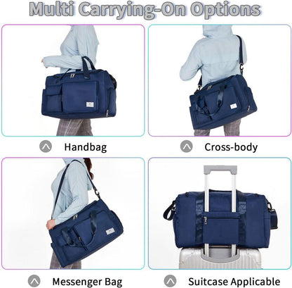 Faltbare 35L Damen Sporttasche mit Schuhfach Nassfach in Marineblau