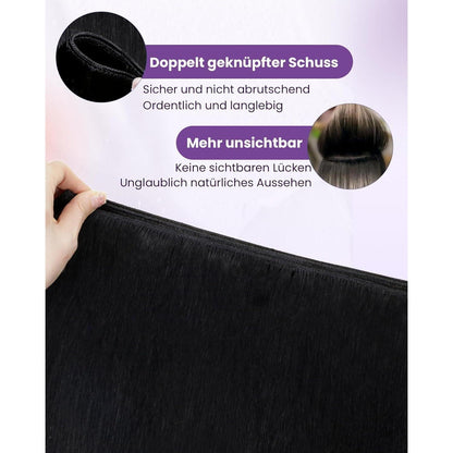 Echthaar Tressen Schwarz #1 – Remy Haare 60cm, 120g