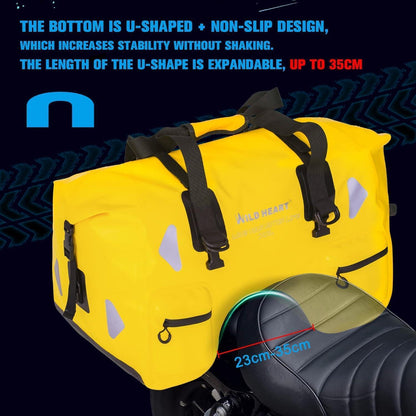 Wasserdichte Motorrad-Hecktasche 70L mit Seilriemen – Gelb