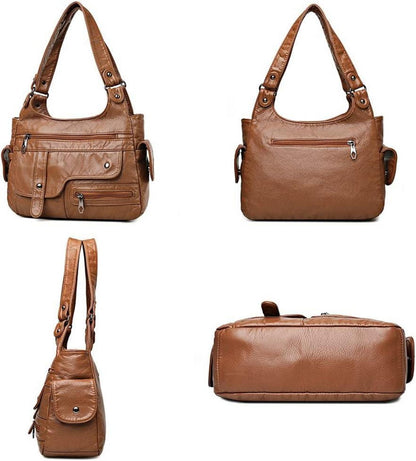 Hobo Handtasche aus PU-Leder Vintage Damen Khaki L32xB12xH22cm