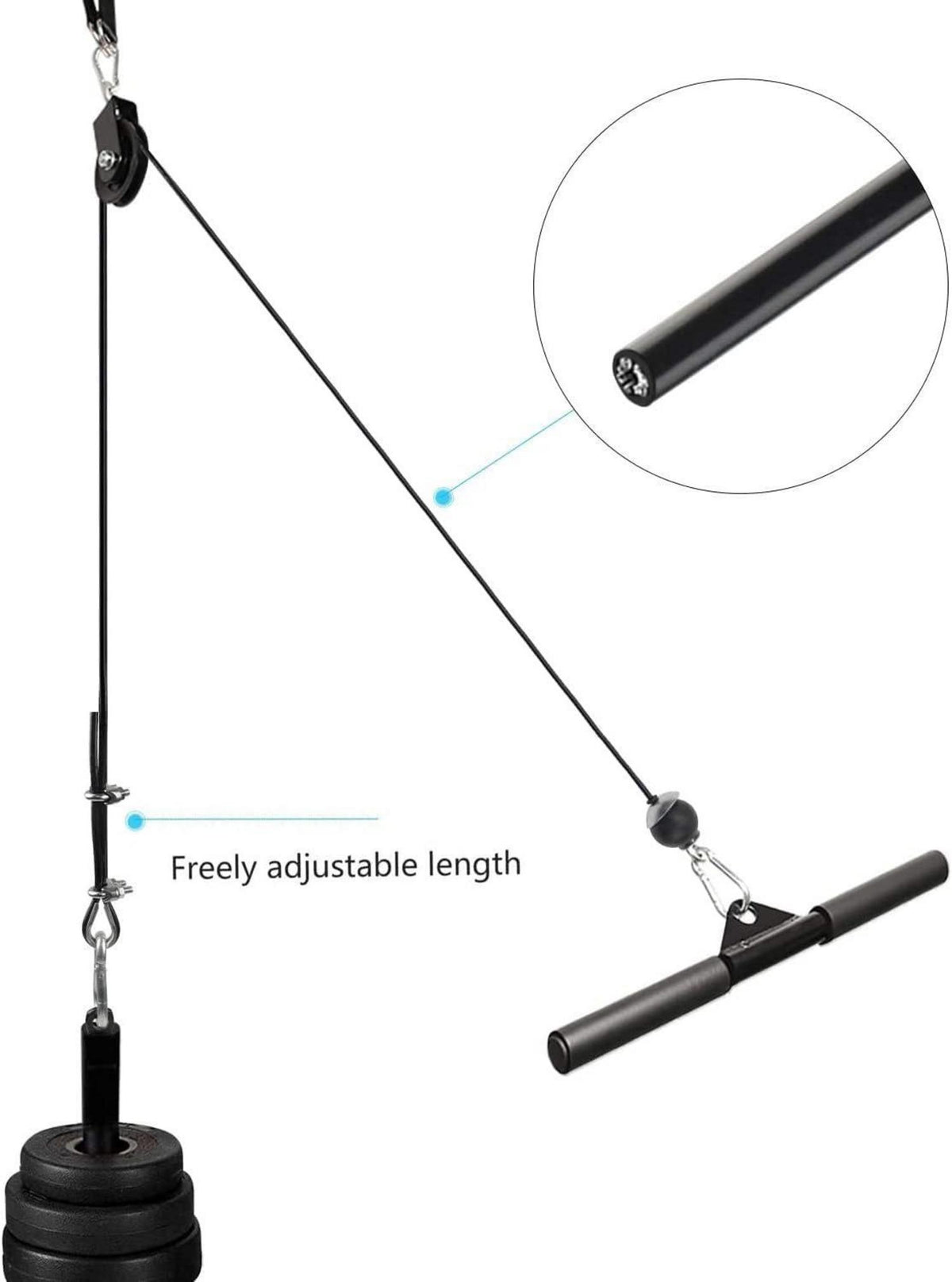 Fitness Stahlseil für Latzug Kabelzug 100kg 7m Einstellbar