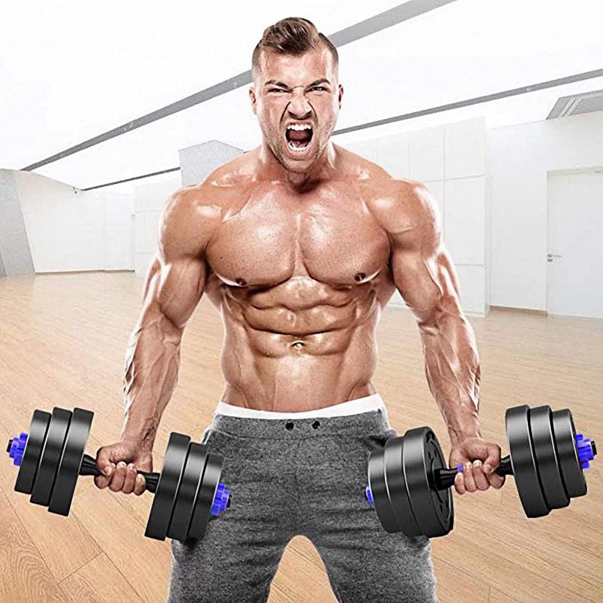 Verstellbare Kurzhanteln Schwarz 2er Set 15kg Kraftraining Fitness Handgewichte