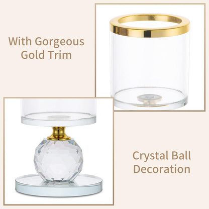 Kristall Kerzenständer Set 3 Stück Gold für Stumpenkerzen & Teelichter