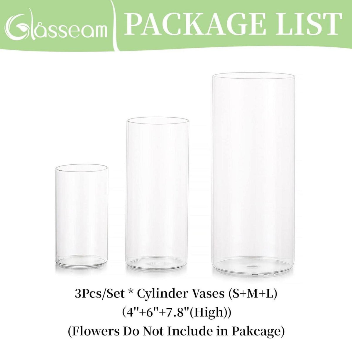 3er Set Moderne Glaszylinder Vasen für Hochzeit & Wohnzimmer