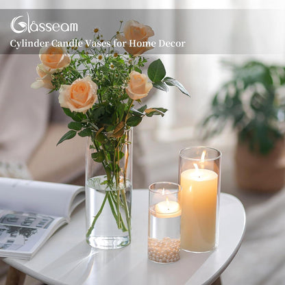 Glasvasen Zylinder Set 4 Stück klar modern 15-25cm Höhe