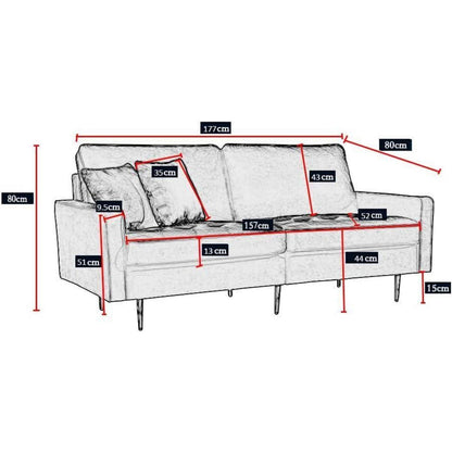 Modernes Samt Sofa 2-Sitzer – Gelb, Einfach Aufbauen