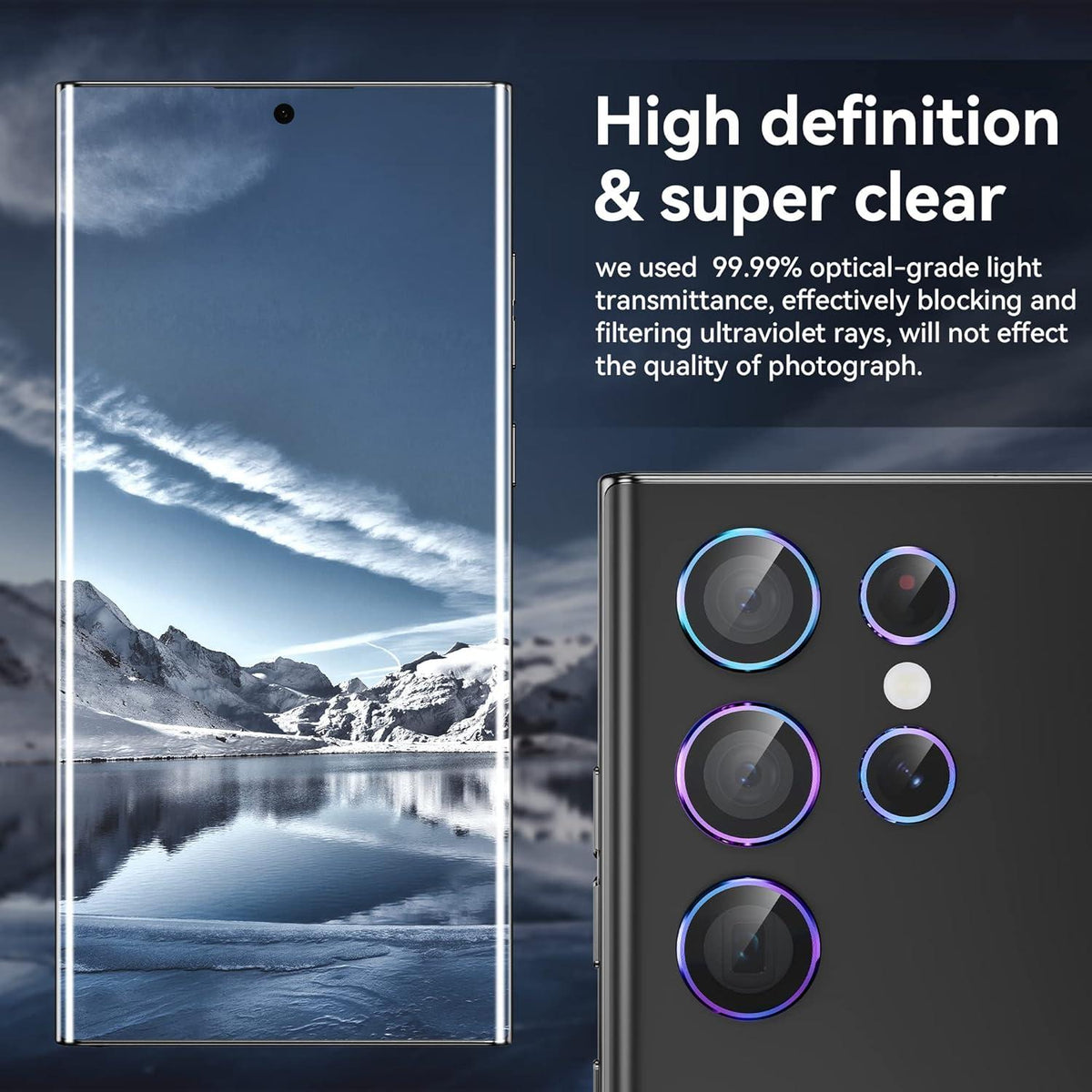 5x Kameraschutzfolie für Samsung Galaxy S22 Ultra - Bunt, Anti-Kratz Objektiv
