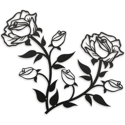 ESTART Große Rosen Wanddekoration 38cm Schwarz Metall