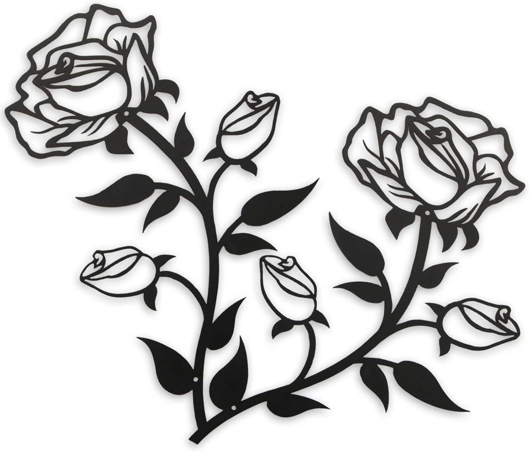 Moderne Große Rosen Wanddekoration aus Metall, 38cm (2