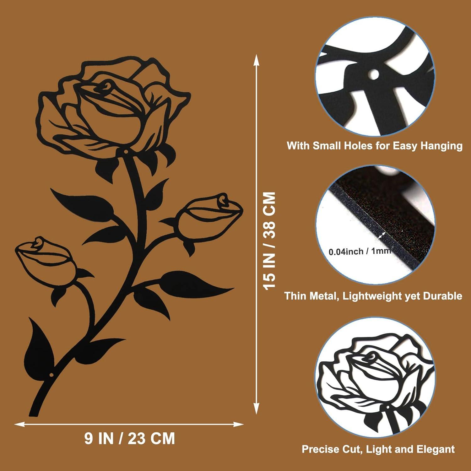 Moderne Große Rosen Wanddekoration aus Metall, 38cm (2
