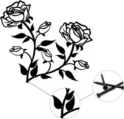 Große Rosen Wanddekoration Schwarz Metall 38CM - 1 Stück