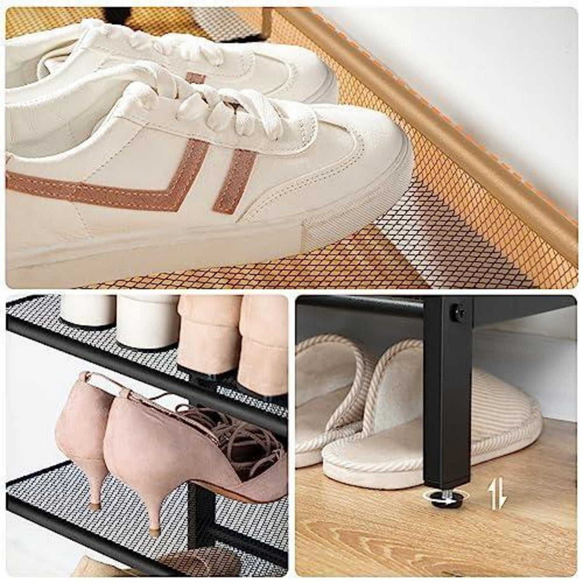 6-lagiges Schuhregal verstellbar – Vintagebraun & Schwarz