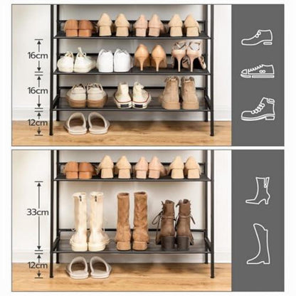 6-lagiges Schuhregal verstellbar – Vintagebraun & Schwarz