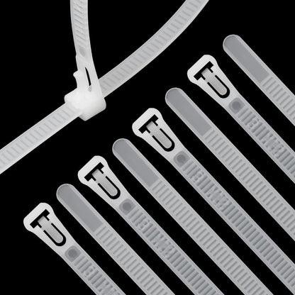 Wiederverwendbare Kabelbinder 200mm – 100er Set, Weiß