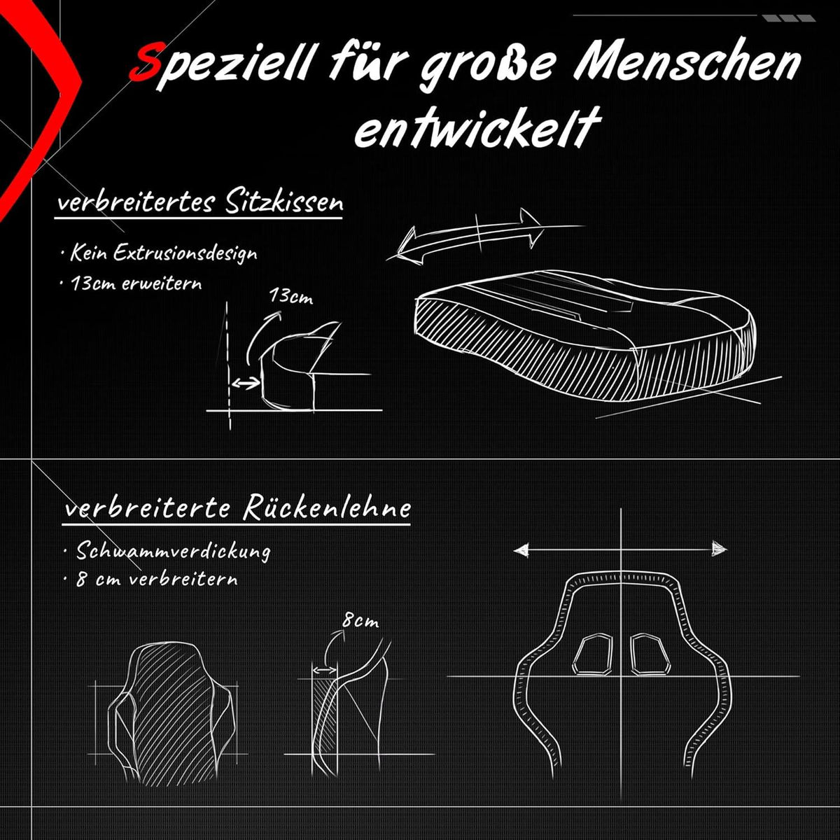 Gaming Stuhl mit Frühling Kissen und Lendenwirbelstütze