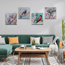 Artscope 4 Teilig Leinwandbild Ölgemälde Blumen Vögel