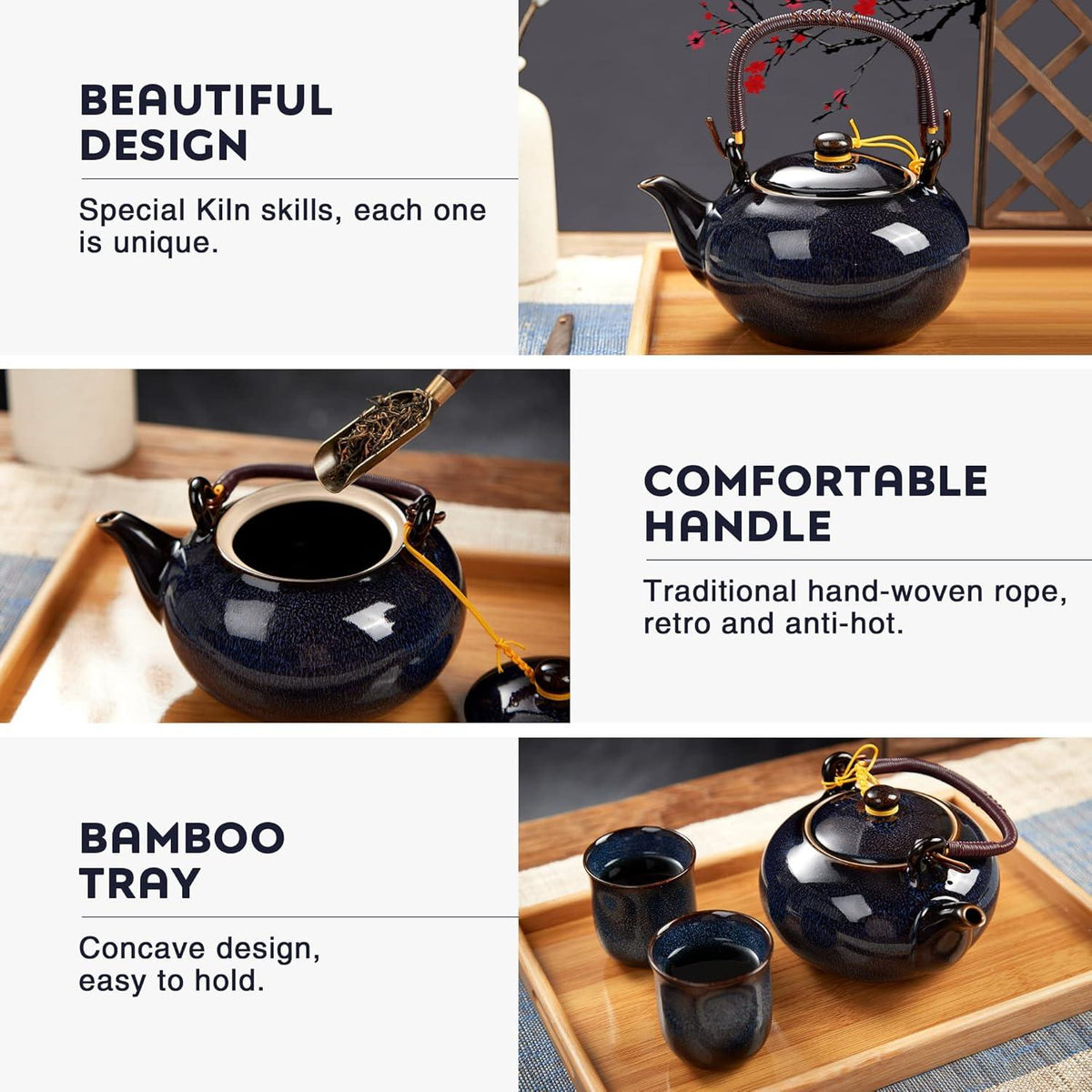 Japanisches Porzellan Teeservice Set dunkelblau Permanentlink