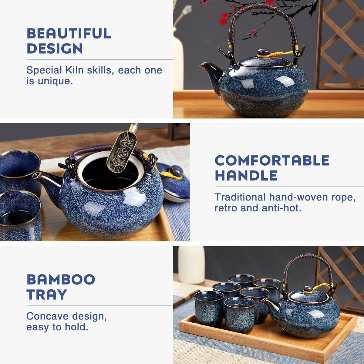 Japanisches Porzellan Teeservice Set in Hellblau - Hochwertiges
