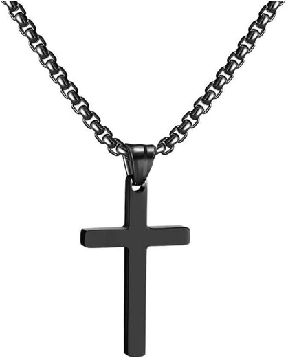 Kreuzkette Edelstahl Silber Gold Schwarz Anhänger Halskette Men Damen