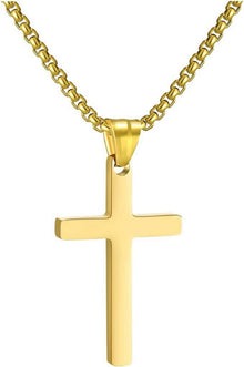 Kreuzkette Edelstahl Anhänger Halskette Damen Herren Schwarz Gold