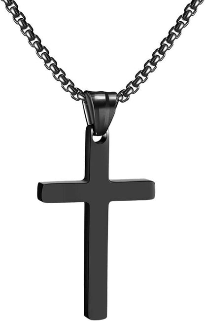 Kreuzkette Anhänger Edelstahl Halskette Schmuck Schwarz Silber Gold