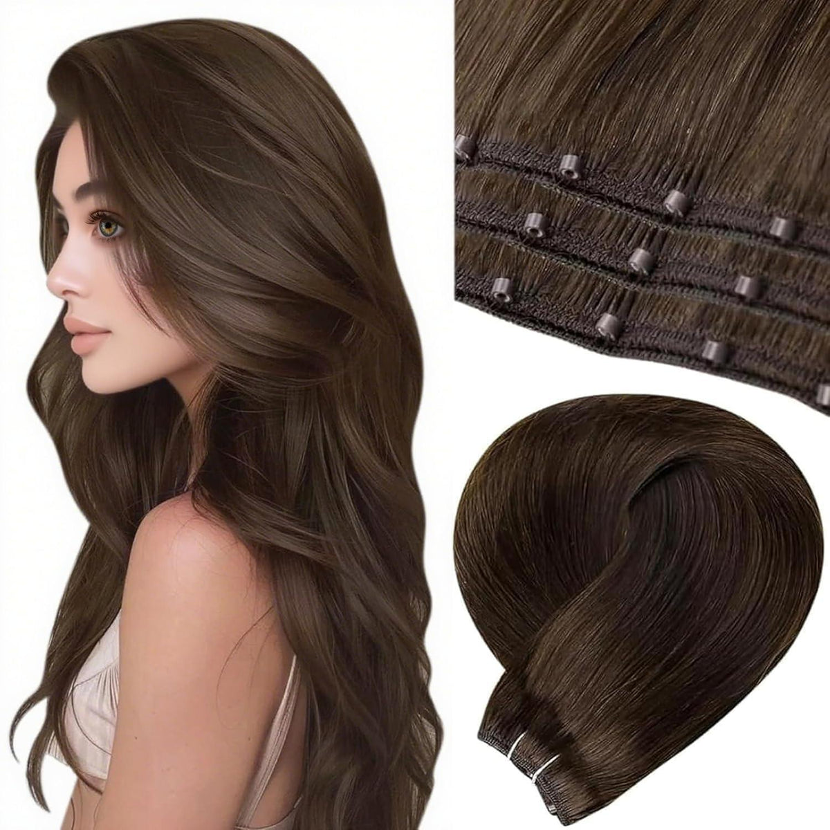 Braune Echthaar Micro Weft Haarverlängerung Remy 12 Zoll #4