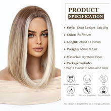 14 Zoll Bob Perücke Ombre Blonde mit Braunen Wurzeln