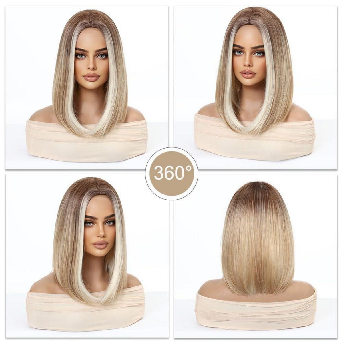 14 Zoll Bob Perücke Ombre Blonde mit Braunen Wurzeln