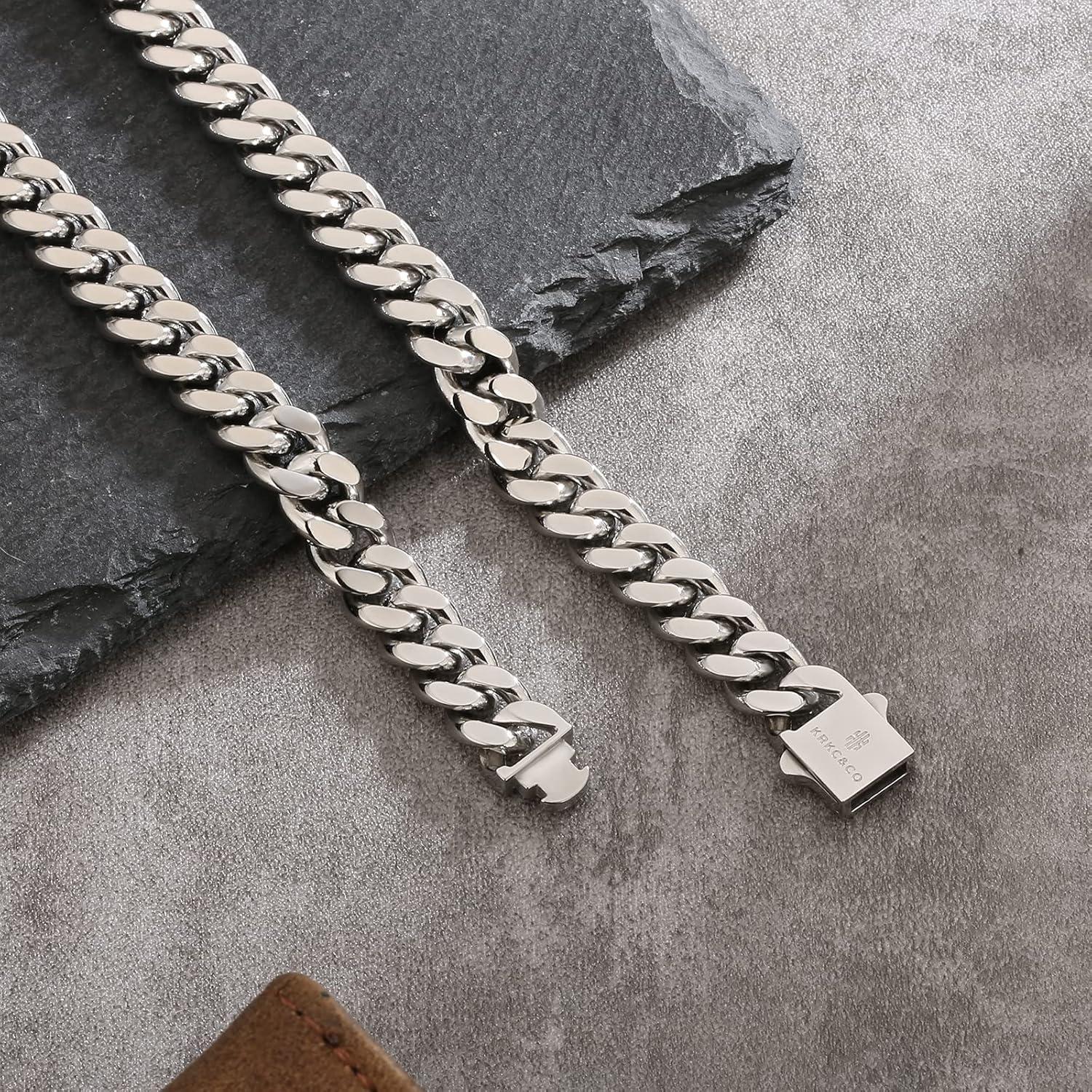 Panzerkette Herren 18K Gold Cuban Link Chain 8mm 45.7cm Edelstahl Silberkette