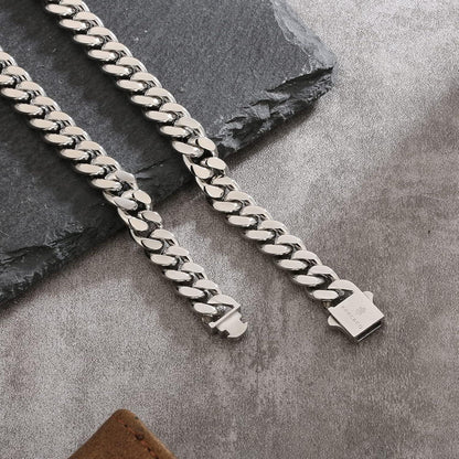 Panzerkette Herren 18K Gold Cuban Link Chain 8mm 45.7cm Edelstahl Silberkette