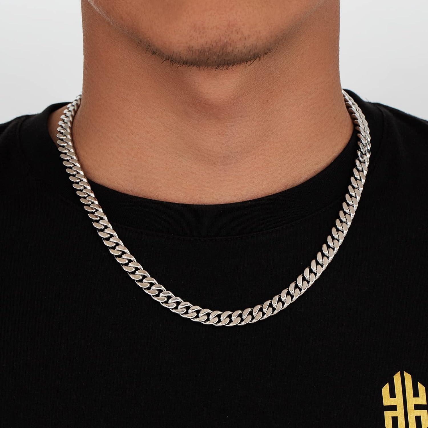 KRKC&CO Herren Panzerkette 18K Gold Cuban Link Chain 61cm