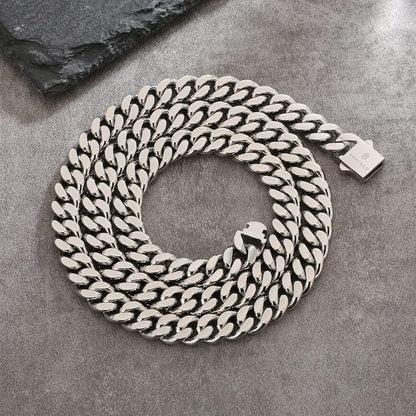 KRKC&CO Herren Panzerkette 8/12/14mm 18K Gold Cuban Link 24'' Gold/Silber